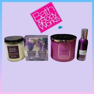 BLACK CHERRY MERLOT AIR FRESHENER BUNDLE CANDLES, SPRAY, WALLFLOWERS BATH & BODY